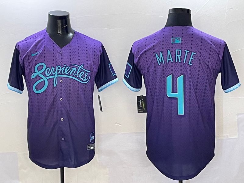 Men Arizona Diamondback #4 Marte Purple Joint Name 2025 Nike MLB Jersey style 1